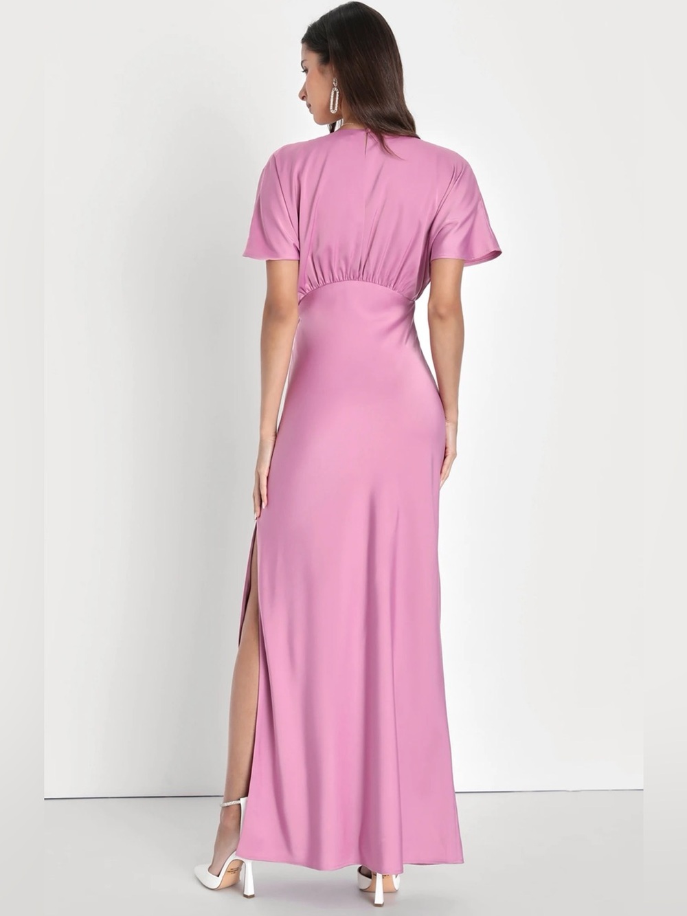 Lulu's Dusty Rose V-Neck Maxi Dress - Picture 4 of 6